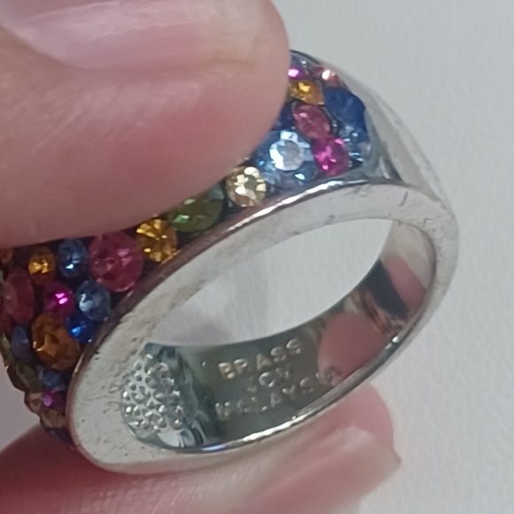 *Host Pic* Signed Brass JCM Malaysia Rainbow Cluster Crystal Ring Size 7.75 - Picture 6 of 6